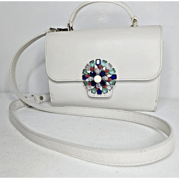Kate Spade Lovitt Firework Buckle Small Top-handle Bag In Optic White - Picture 1 of 12